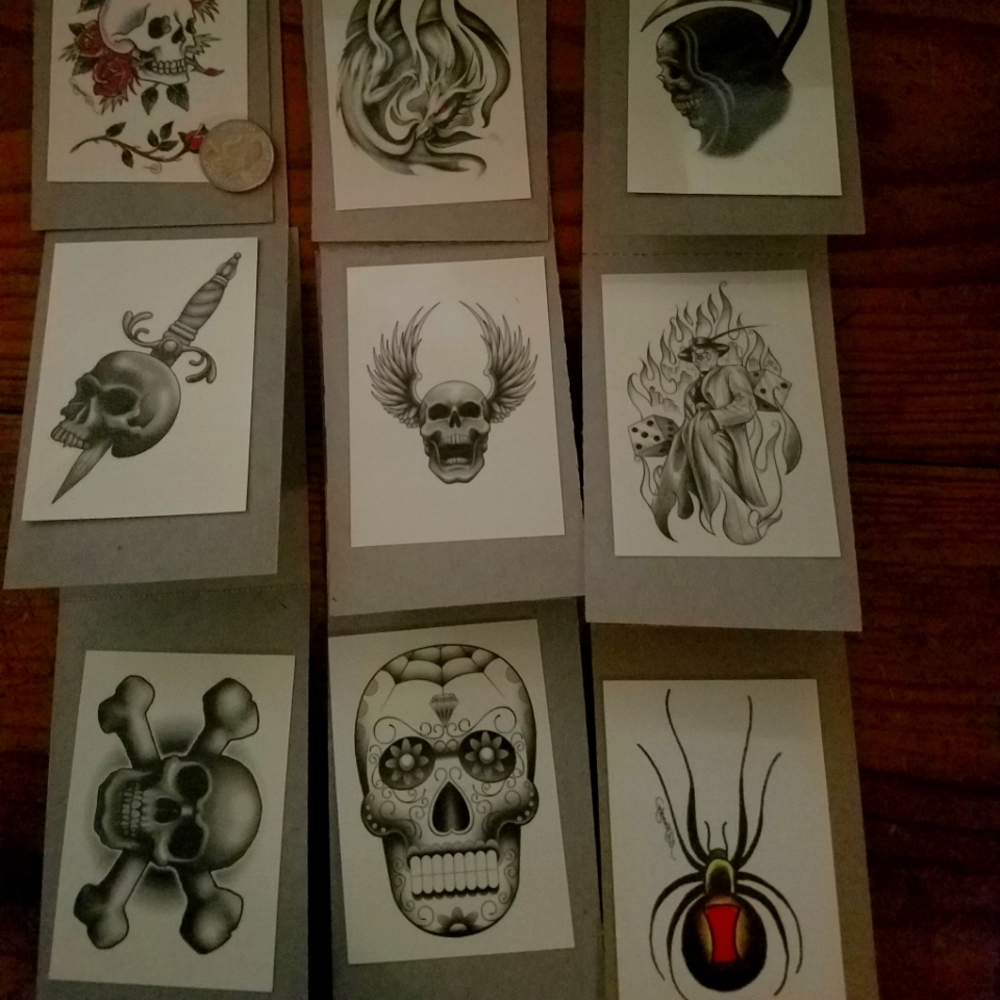 Tattoo temporary skulls dark